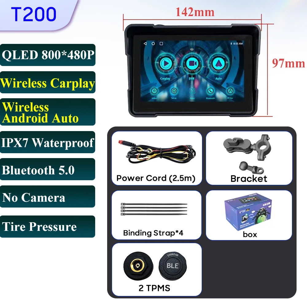 5 Inch Motorcycle Carplay GPS Waterproof Android Auto For Moto Multimedia Digital Dashboard Display Screen Dash Cam Monitor Bike