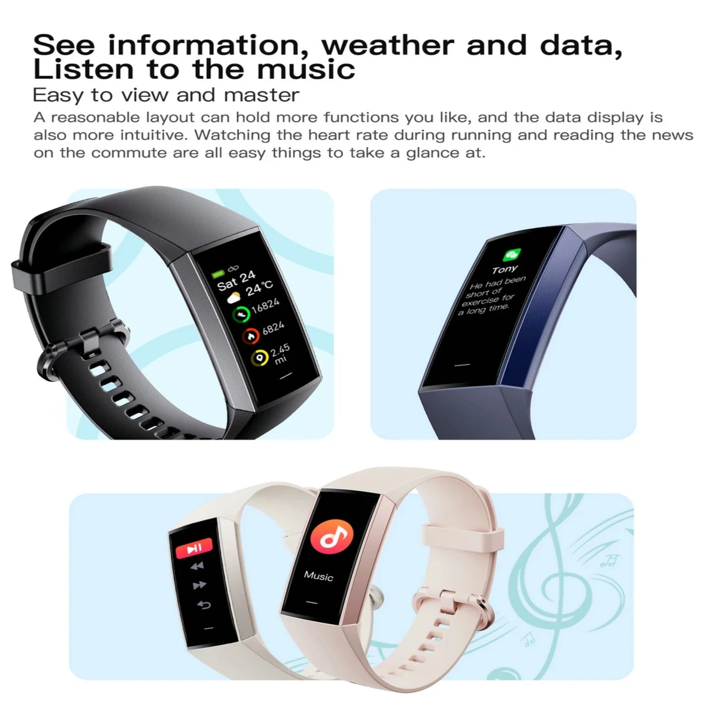1.1" Smart Watch Man Women 2024 Fitness Bracelet Sport Band Waterproof Connected Tracker Smartwatch