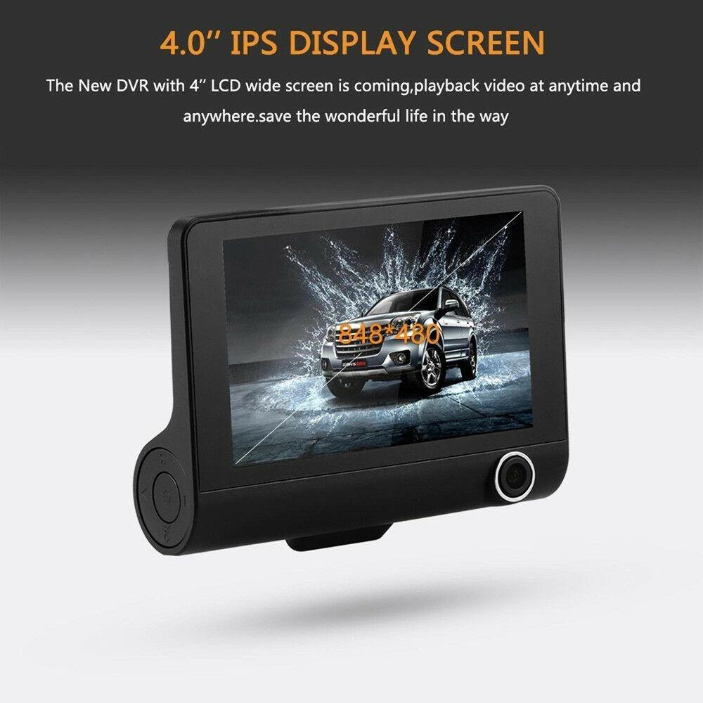 Triple Lens 1080P Dash Cam with Rear & Interior View 4" Display