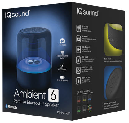 Supersonic Ambient 6" Portable Bluetooth Speaker with FM Radio & 4 Hrs