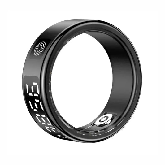 Smart Ring with Charging Box-5ATM Waterproof Step Health Tracker Heart Rate Blood Oxygen Monitor Sleep Monitoring LCD Display