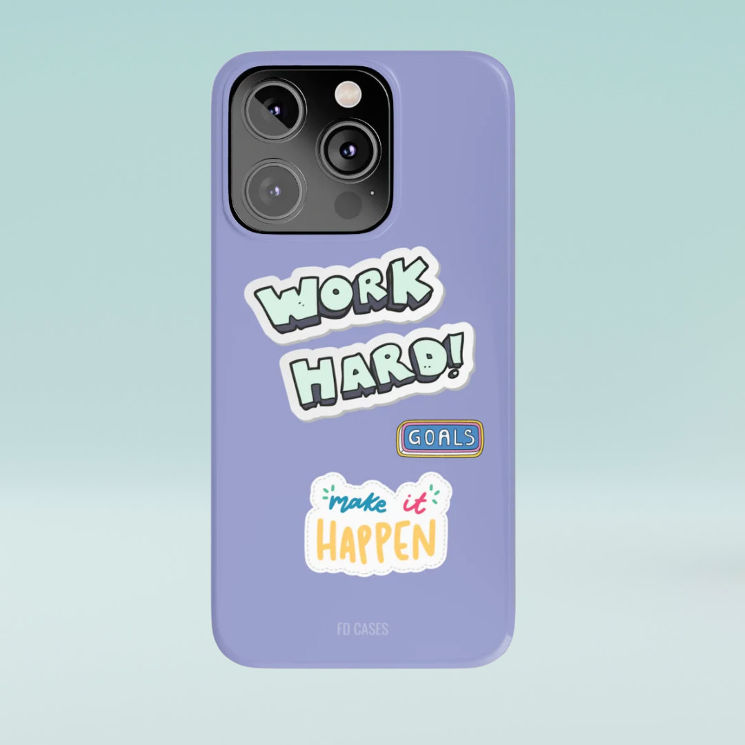 Work Hard Slim Glossy iPhone 14 Case with Wireless Charging Support